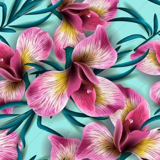 Свадьба - Iris Orchid Alstroemeria seamless pattern