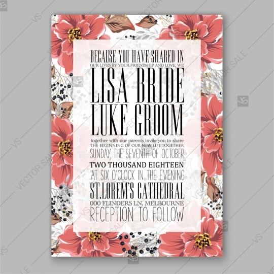 Mariage - Poinsettia, anemone wedding invitation floral template