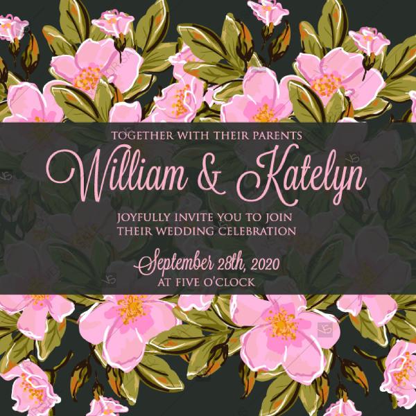 Mariage - Wedding invitation vector card template romantic flower dog-rose jasmine sakura greeting card