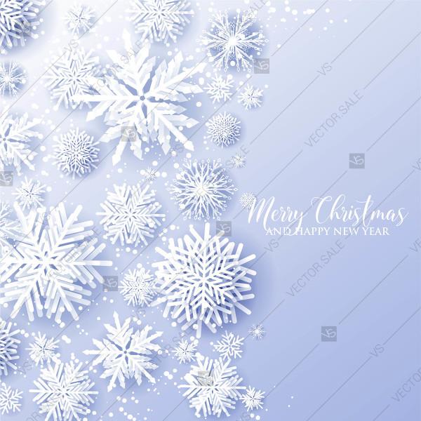 Wedding - Christmas snowflake paper cut on blue background 3d origami vector winter party