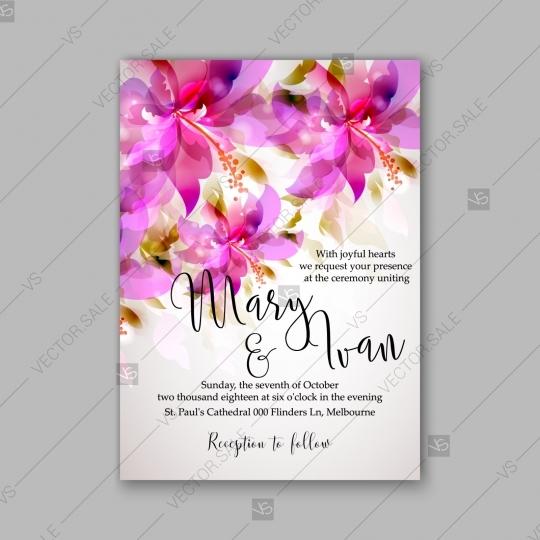 Mariage - Romantic pink hibiscus peony bouquet bride wedding invitation template design