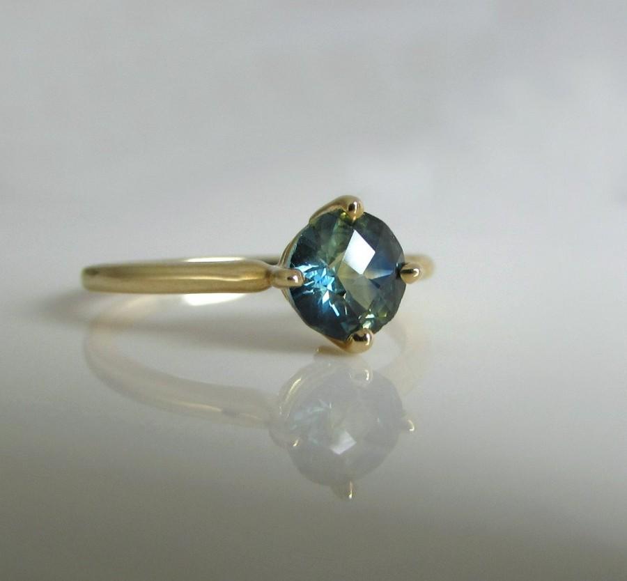 Hochzeit - Green Sapphire ring, Parti sapphire ring, green sapphire ring, sapphire solitaire ring, sapphire engagement ring, Australian sapphire ring