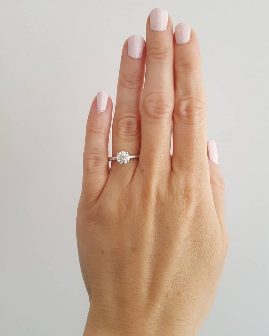 Wedding - 1ct Moissanite engagement ring, 14K gold moissanite ring, old european moissanite ring, 1ct Moissanite solitaire ring, 1ct solitaire