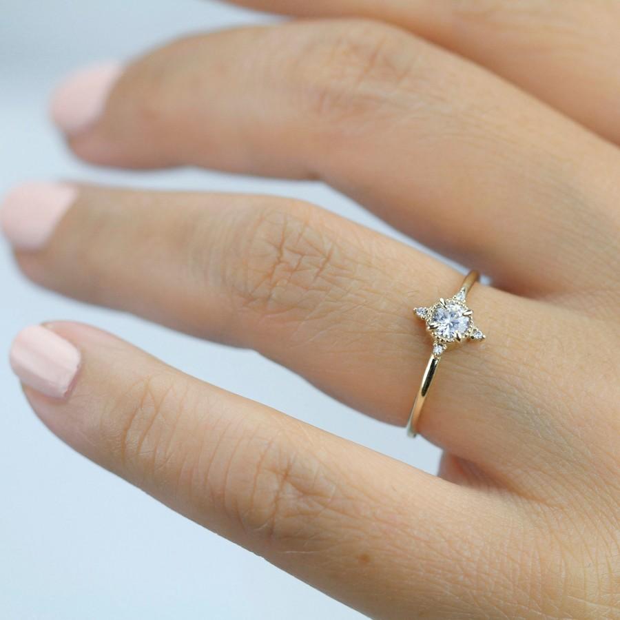 Wedding - engagement ring, Diamond ring, dainty engagement ring, simple ring, minimal ring, promise ring, delicate ring, anniversary ring
