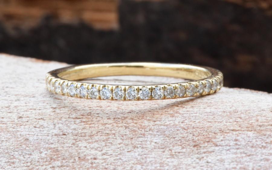 Mariage - Art deco wedding band-Diamond wedding band-Eternity wedding band-Diamond Engagement Ring-14K Yellow Gold Ring-Classic band-For her