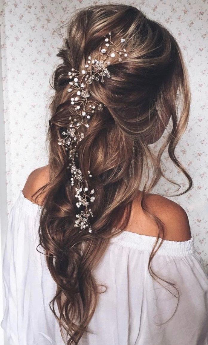 Wedding - Long Bridal Hair Vine Wedding Headpiece Bridal hair accessories Wedding Hair Accessories Pearl Crystals Bridal Hair Vine