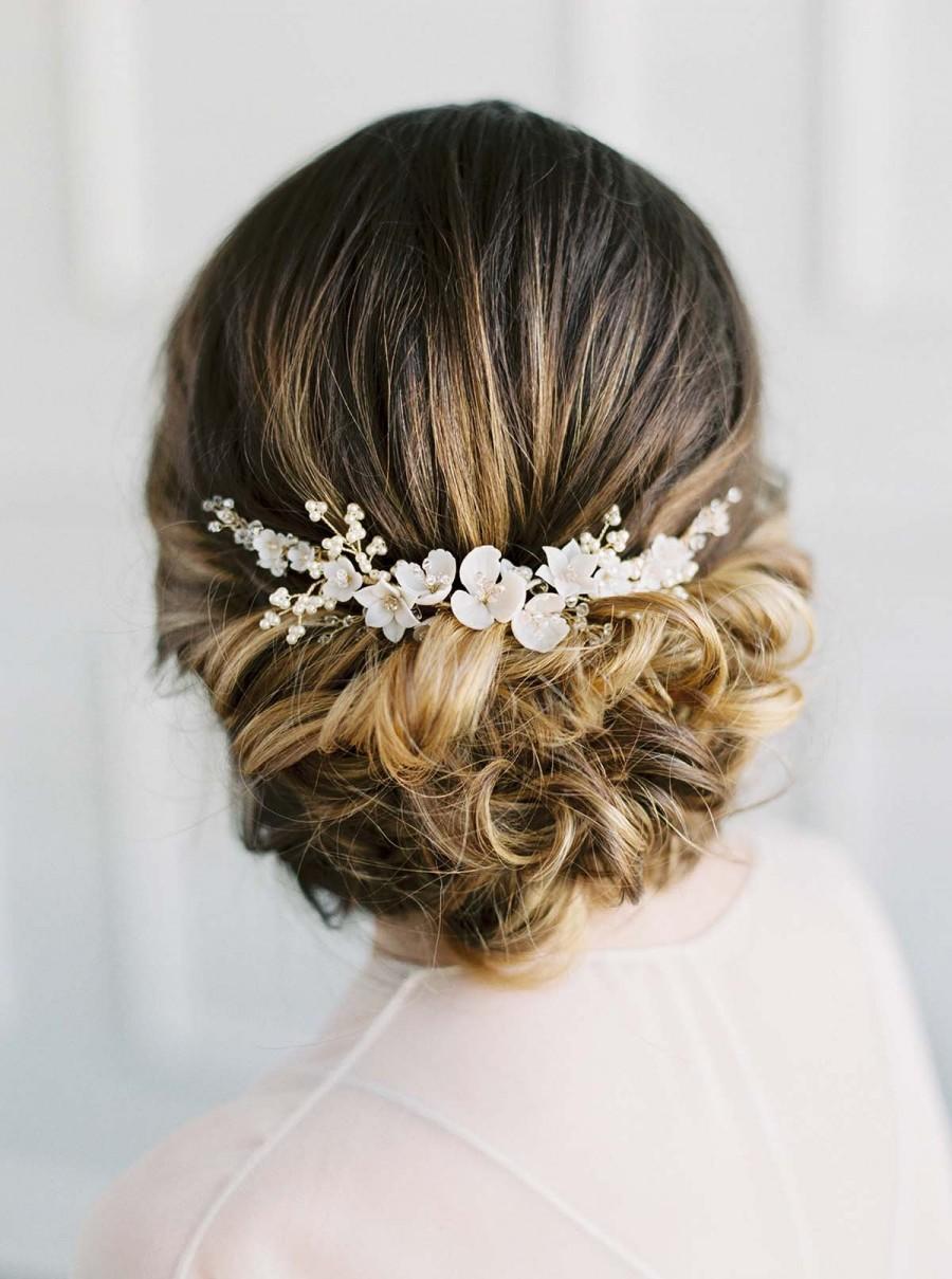 زفاف - VIOLETTA, Delicate Floral Bridal Comb, Bridal Headpiece, Wedding Headpiece, Wedding Hair Piece, Wedding Hair Clip, Delicate Bridal Hair Vine