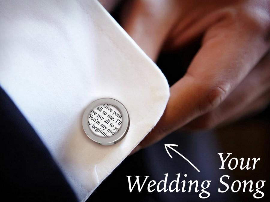 Hochzeit - Personalized Wedding Cufflinks / Groom Cufflinks / Custom Cufflinks with your Wedding Song Lyrics / Groom Gift from Bride / Gift for Husband