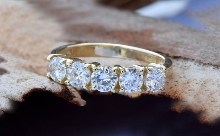 Mariage - 1 carat Diamond Eternity Band-Wedding band-Diamond Band-Anniversary Gift - Half eternity Ring-Minimalist ring-Art deco ring-Anillo de bodas