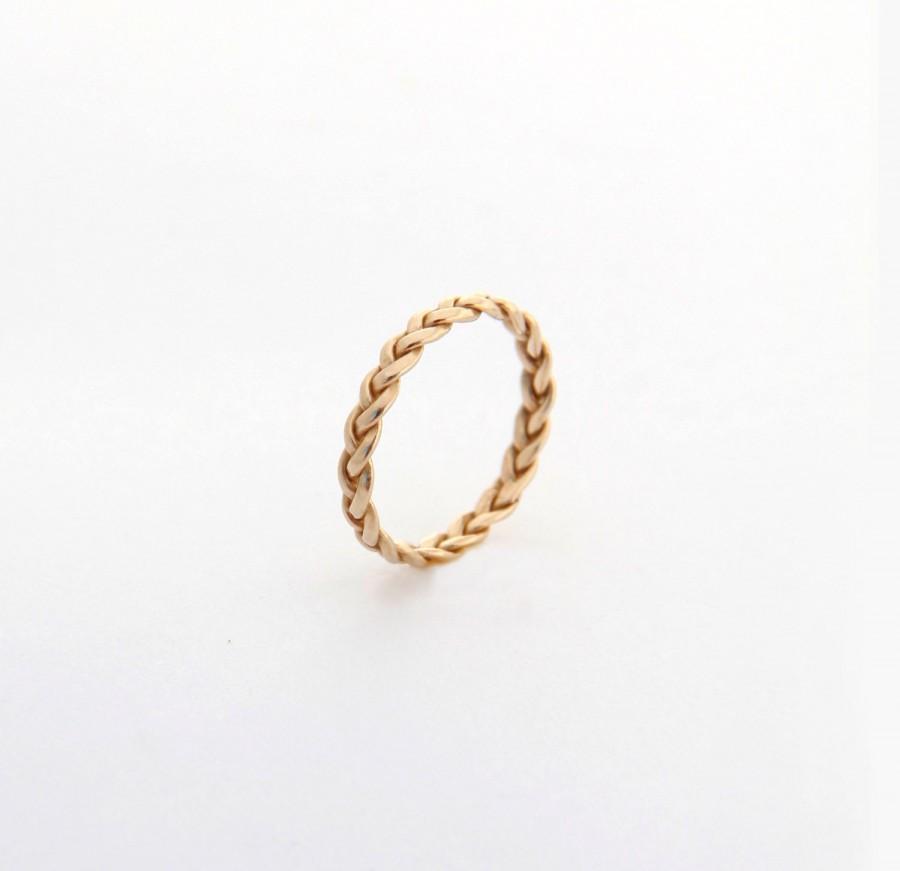 Hochzeit - Dainty Wedding Band delicate Jewelry trending now, trending jewelry, most sold item, Yellow Gold Braided ring, best selling jewelry ring
