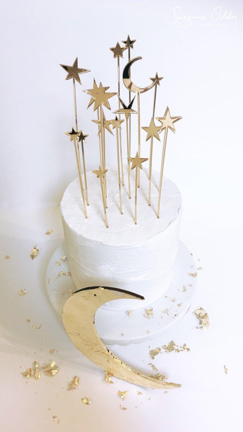 Hochzeit - Star wedding cake topper, celestial wedding, gold wedding cake topper, star cake topper, moon and star wedding, star cake decoration