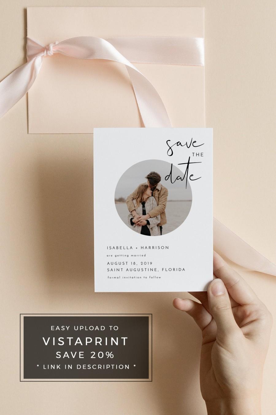 Wedding - Adella - Modern Minimal Photo Save the Date Template, Save our Date Card Printable, Simple Save the Dates, Affordable Save the Date Templett