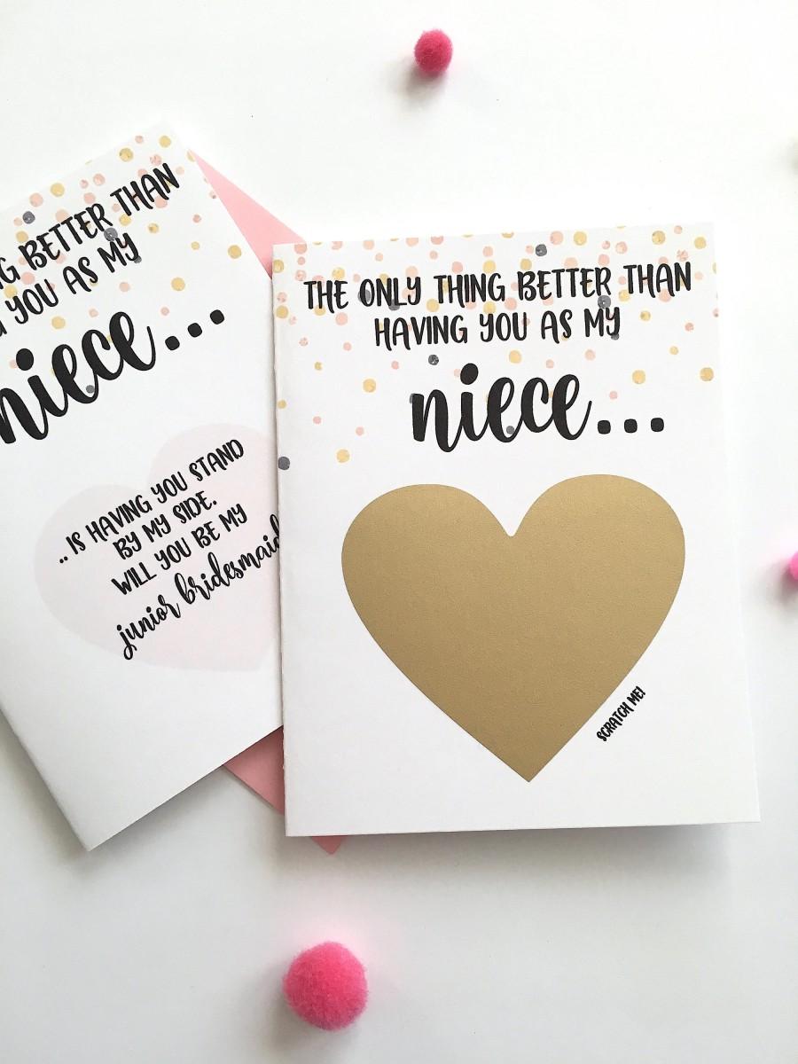 Hochzeit - Junior Bridesmaid Proposal for Niece Scratch Off Card- The only thing better than having you as my niece - junior bridesmaid ROSE GOLD