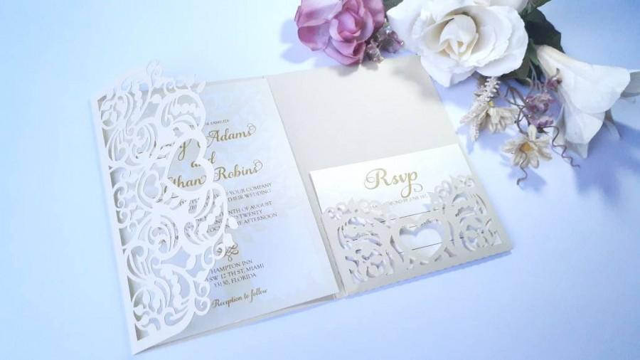 زفاف - Tri Fold - Wedding Invitation Template – Envelope Card for Cutting (svg, dxf, ai, eps, pdf, png, jpg), Silhouette, Cricut, Laser.