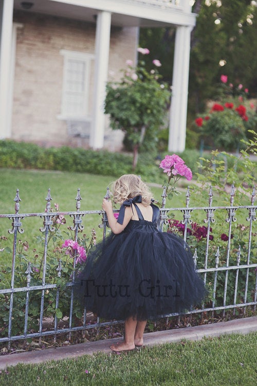 Свадьба - Black Flower Girl Dress