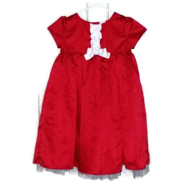 Mariage - Red Flower Girl dress, First Communion dress, pageant, wedding,  red satin, girls red formal dress, baptism size 5T dress, FREE USA shipping