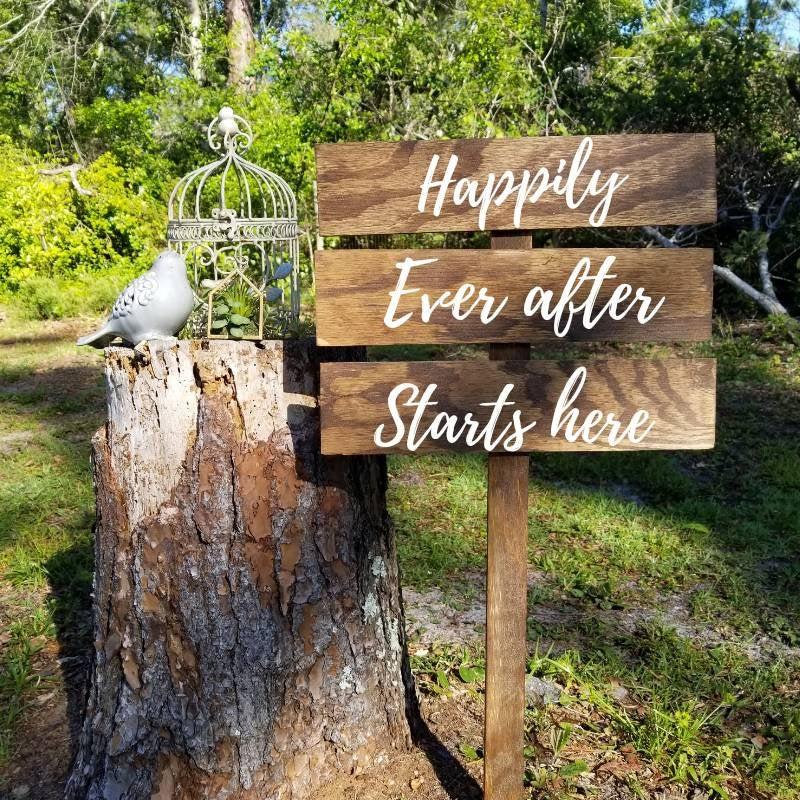 Wedding Road Sign, Happily Ever After Starts Here
