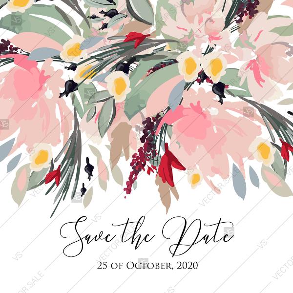 زفاف - Watercolor wreath garden flower Baby Shower Invitation editable template card PDF 5.25x5.25 in wedding invitation maker