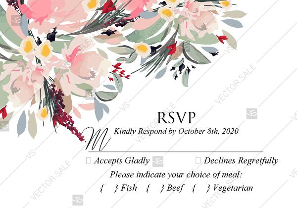 Hochzeit - Watercolor wreath garden flower Baby Shower Invitation editable template card PDF 5x3.5 in personalized invitation