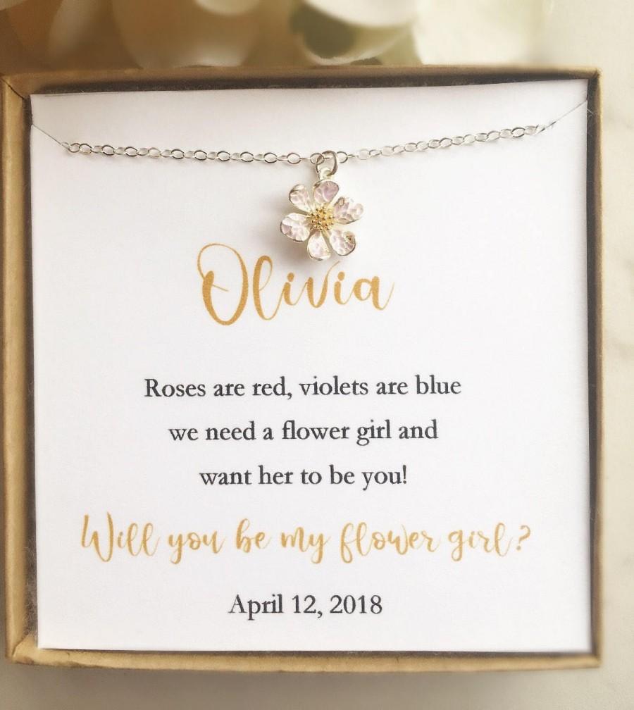 Mariage - Flower girl proposal necklace, toddler flower girl necklace, personalized flower girl gift, flower girl jewelry, little girl necklace, gift