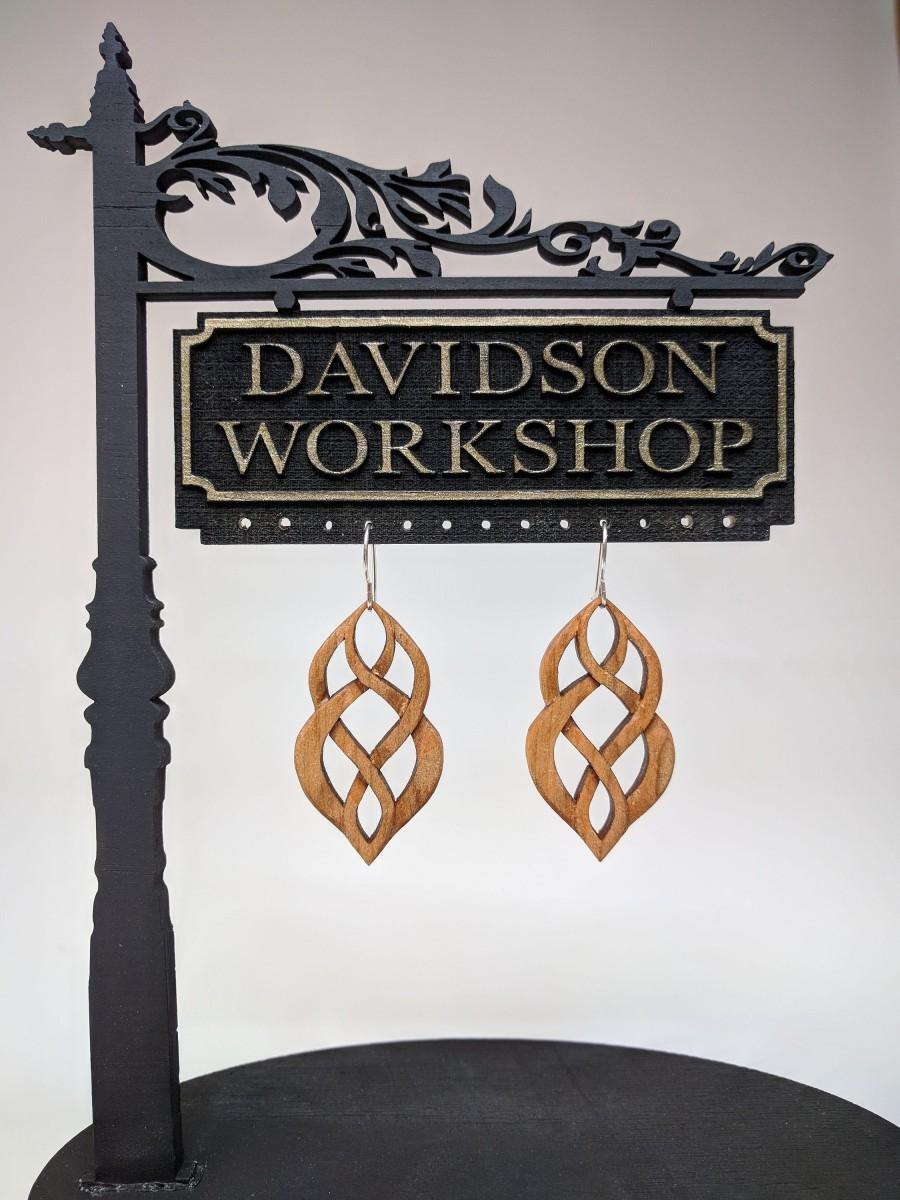 Mariage - Wood Earrings, Hand Carved, Celtic Earrings, Wood Jewelry