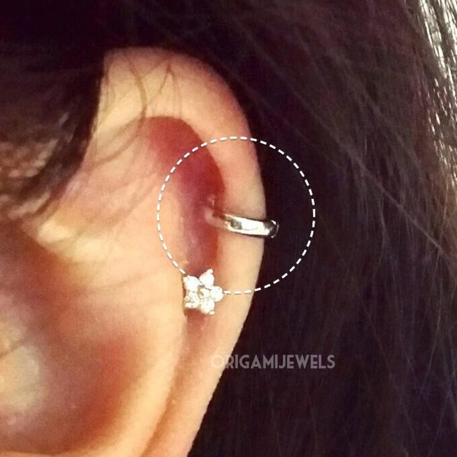 زفاف - Simple cartilage hoop, silver cartilage hoop, gifts, Tragus piercing, tragus earring, hoop earring, simple hoop, endless hoop, huggie tragus