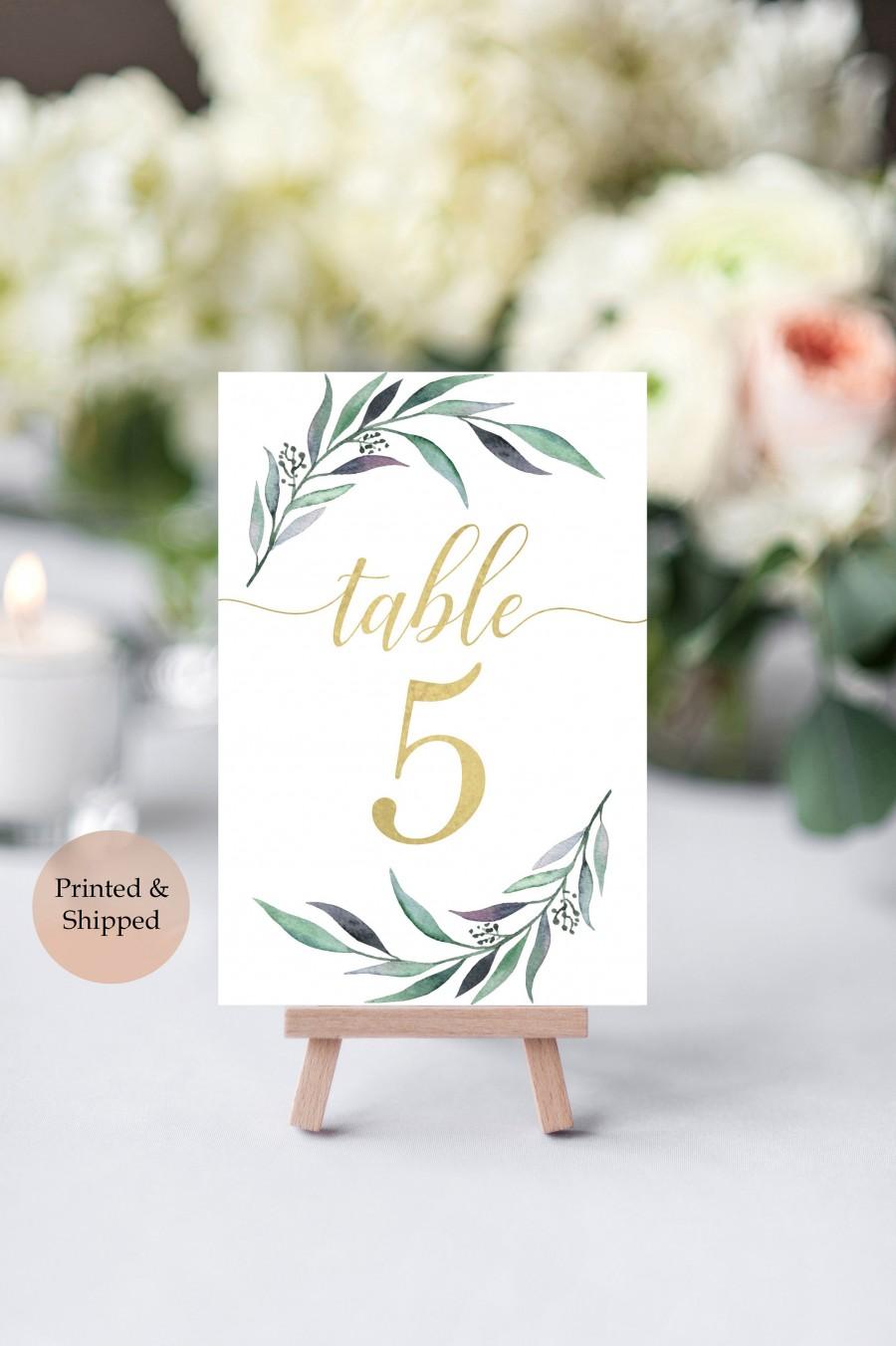 Wedding - Greenery Table Numbers- Wedding Table Number- Gold Table Numbers- Wedding Numbers- Rustic Table Numbers Printable- Wedding Table Decor-