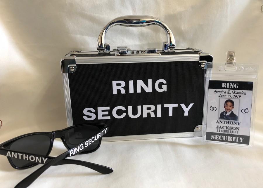 زفاف - RING SECURITY KIT - 3 pc Set - Black Case, Badge & Sunglasses, Wedding, Bling Security, Briefcase, Ring Bearer, Page boy, Pets