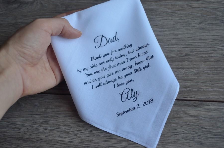 Hochzeit - wedding handkerchief father of the bride gifts in memory of wedding personalized wedding hankies to dad from daughter custom hanky