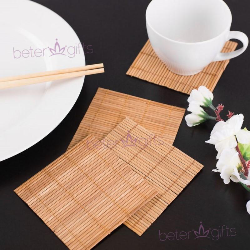 زفاف - Beter Gifts®Natural Bamboo Eco-Friendly Coaster Favors (set of 4pcs)