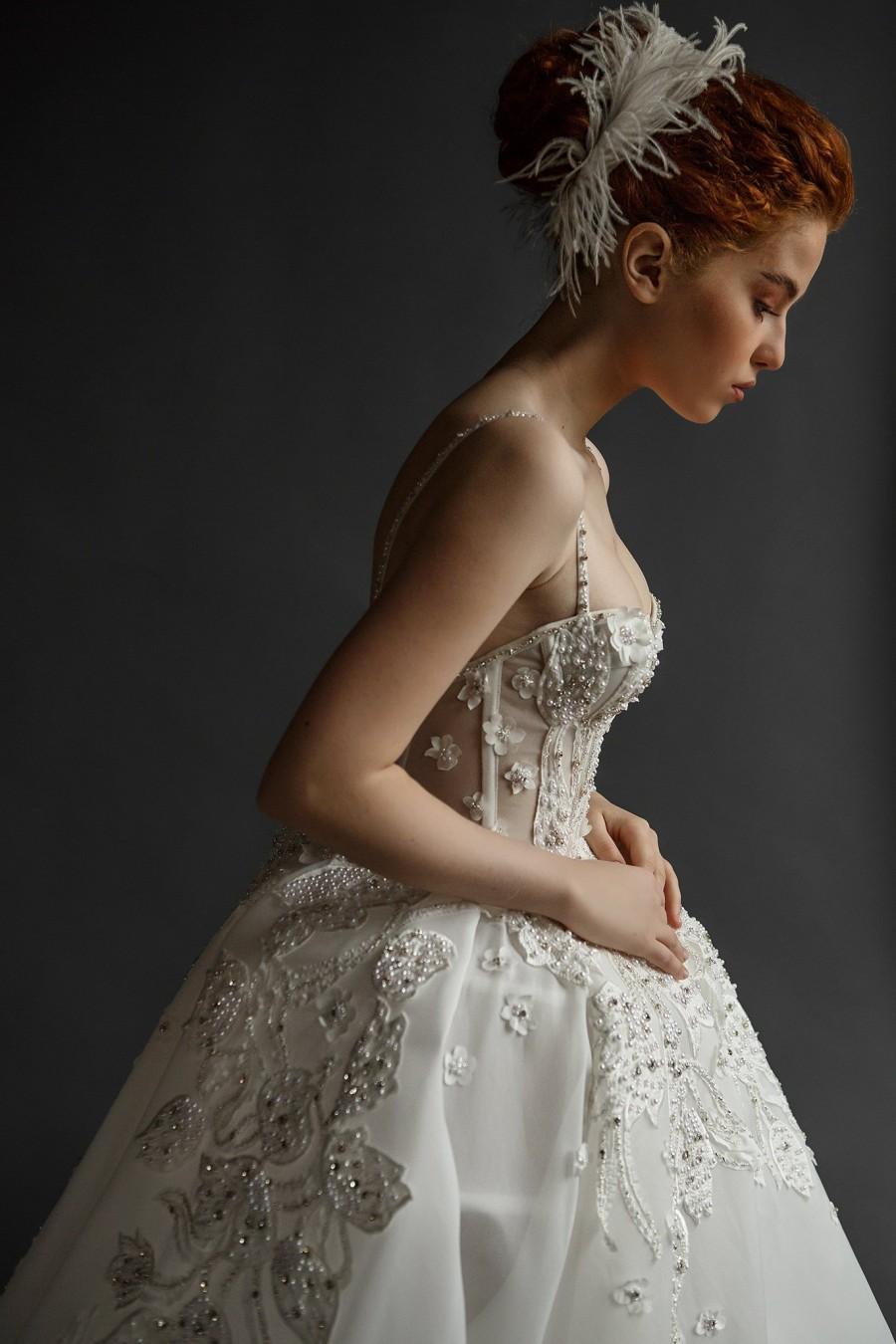 Wedding - Wedding dress//ARLINE/Ball  gown,couture wedding dress, lace bridal gown, beaded lace top, lace bridal gown, beautifull summer gown