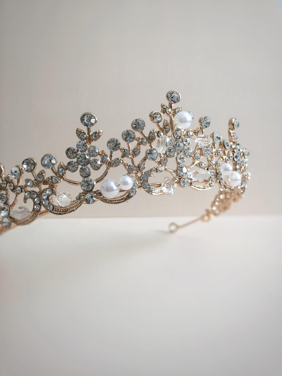 زفاف - Rose Gold Wedding Crown Crystal Crown Hair Tiaras Bridal Headpiece Women Rhinestone Crown Hair Ornaments Wedding Hair Jewelry Accessories