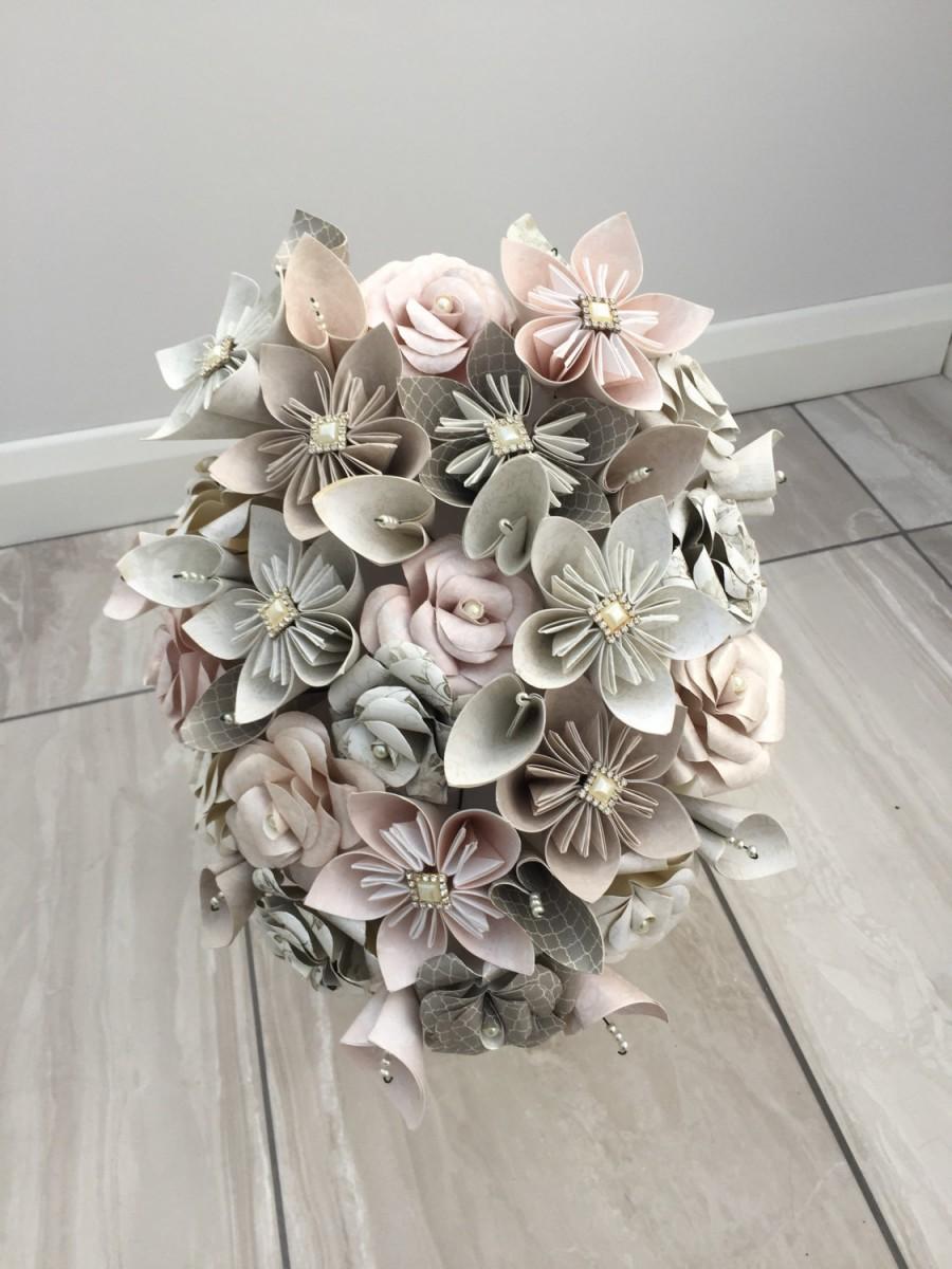 زفاف - Winter flower bridal bouquet, paper flower cascade bouquet, wedding bouquet, bride bouquet, paper flower bouquet, wedding flowers