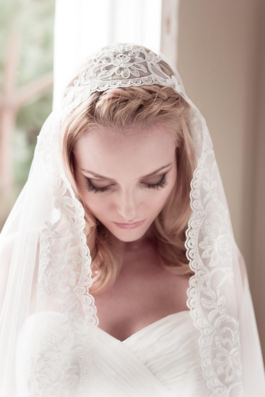 Wedding - Juliet Cap Veil-English Net Veil-1920s Bride-Gatsby Headpiece-1920s Headpiece-Chapel Length Veil-Halo Crown-Woodland Crown-Alencon Lace 1432
