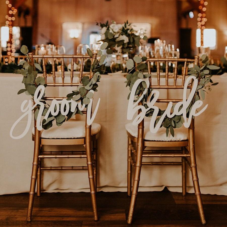 زفاف - Bride and Groom Chair Signs for Wedding, DIY Unpainted, Sweetheart Table Signs, Hanging Chair Sign, Wooden Wedding Signs, Wedding Photo Prop