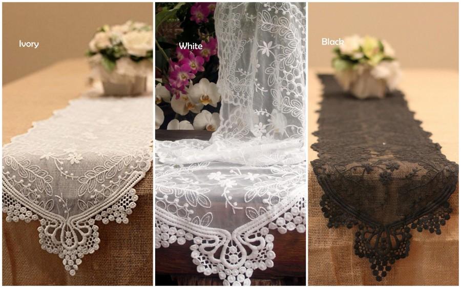 Свадьба - Vintage wedding Lace Table Runner & Chair Sash 12 x 74 inches - Choose Colors * free shipping *