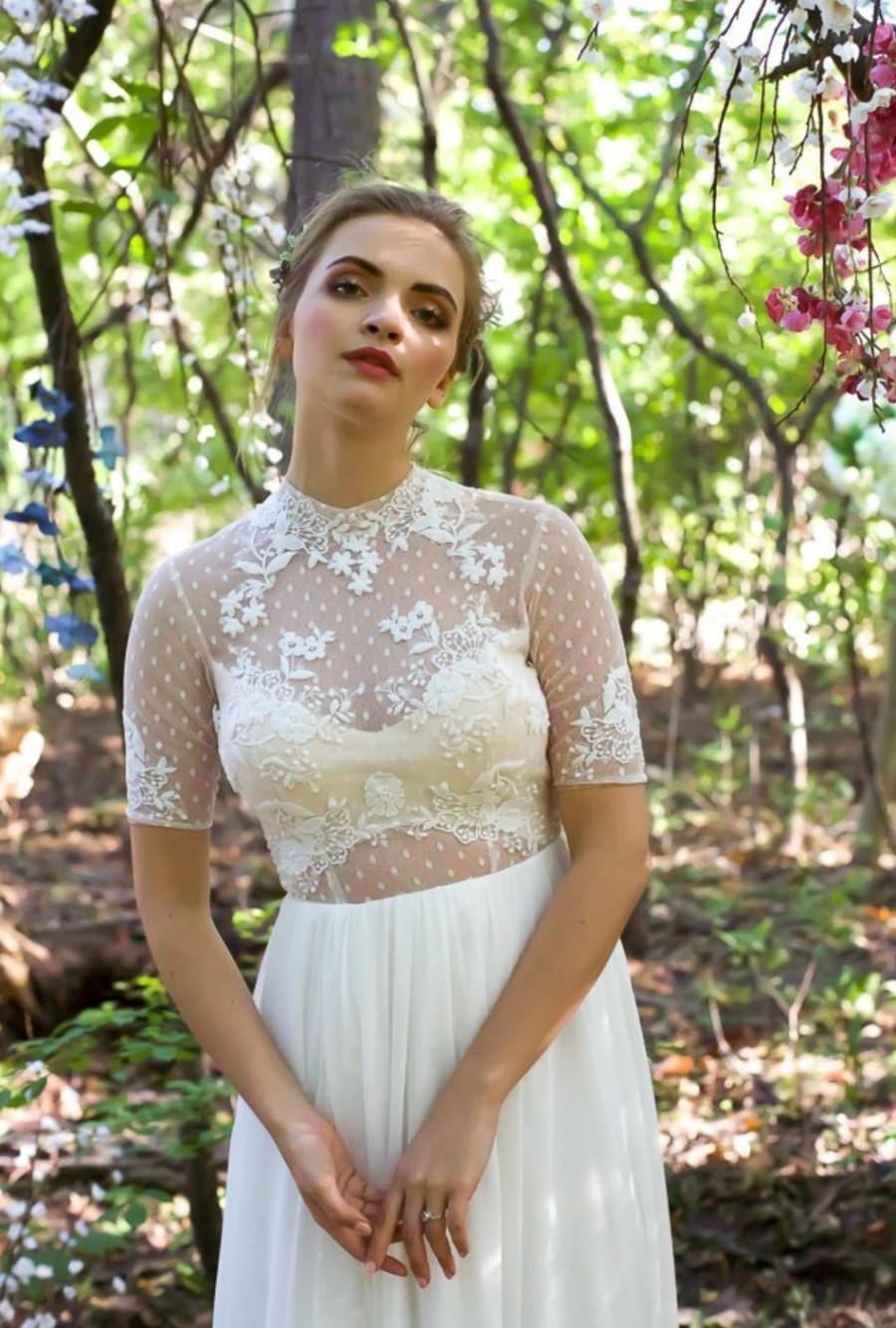 Hochzeit - Bohemian wedding dress - Vintage inspired wedding dress - romantic wedding dress- The Sage dress