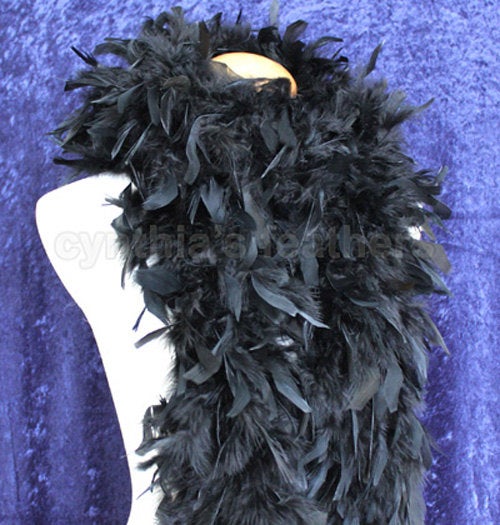 Wedding - Midnight Black 100 Gram Chandelle Feather Boa 74 Inches Long Dancing Wedding Crafting Party Dress Up Halloween Costume Decoration . 4H31