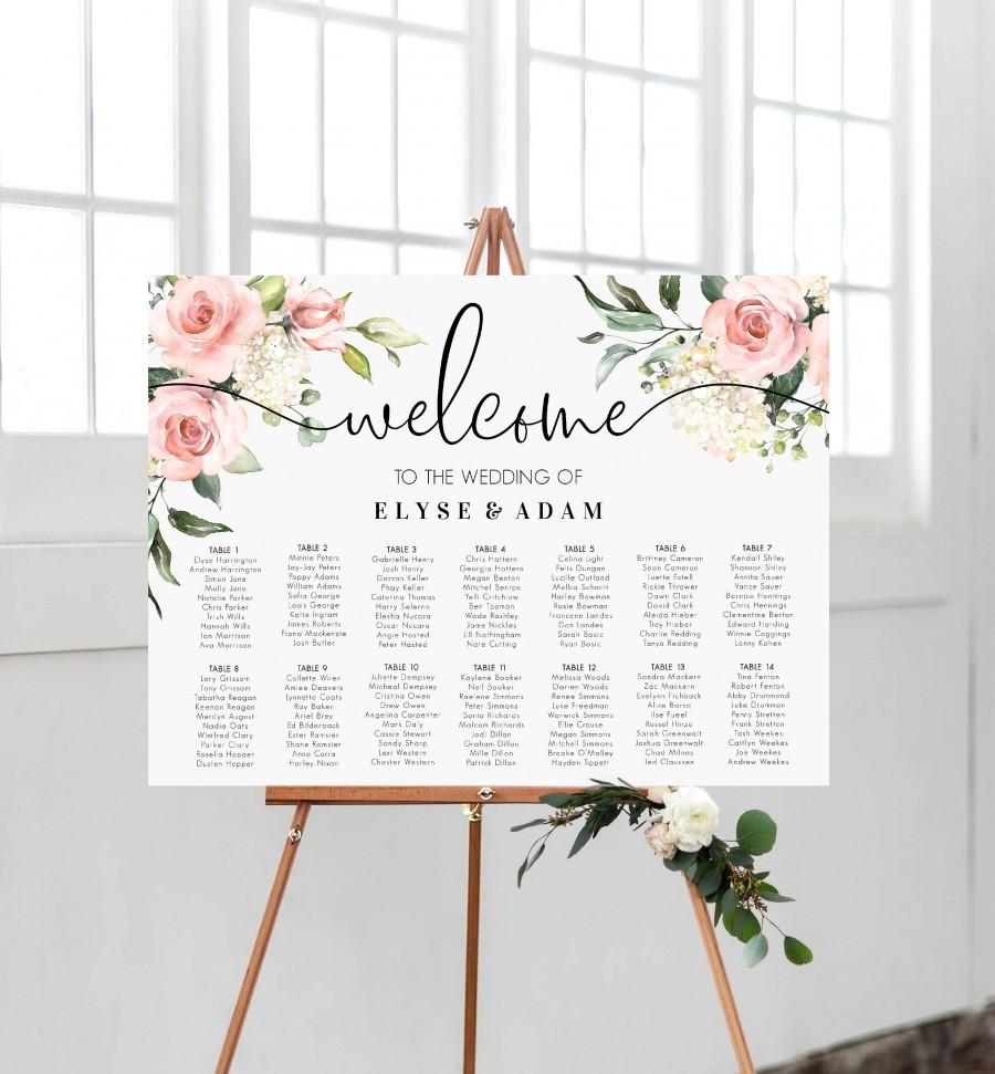Printable Blush Floral Wedding Seating Chart Editable