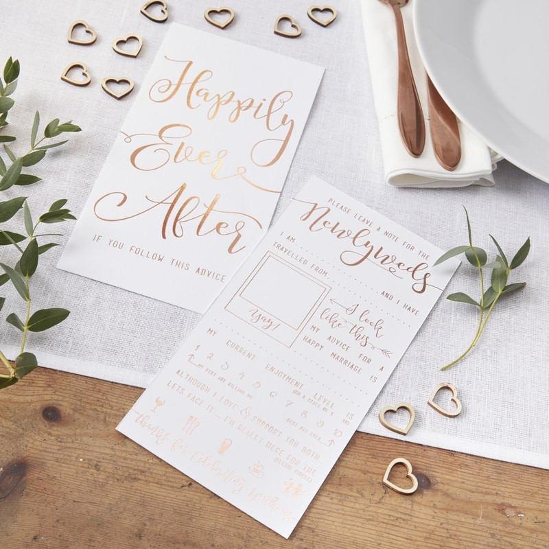 Mariage - 10 Rose Gold Wedding Advice Cards, Happily Ever After Wedding Advice Cards, Advice For The Bride & Groom, Advice For The Happy Couple