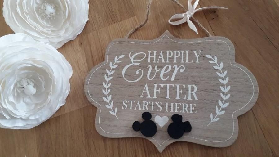 Wedding - Disney Happily Ever After Starts Here sign. Disney Mickey Minnie Mouse Wedding Sign. Mickey Minnie Mouse wedding sign.