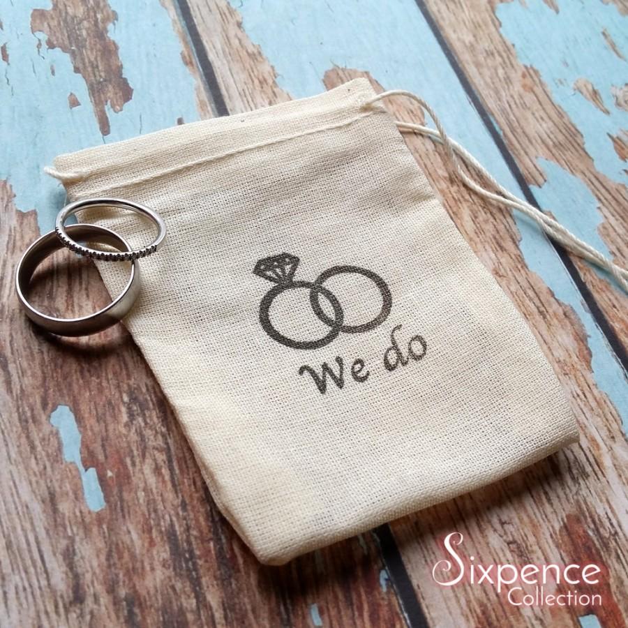 Mariage - We do wedding  band ring bag. Ring pillow alternative, ring bearer accessory, rustic wedding, ring warming ceremony.