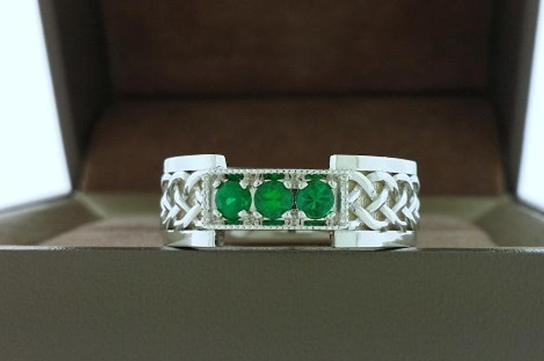 زفاف - Mens wedding ring wedding band made with 14k gold and diamonds with celtic knot design