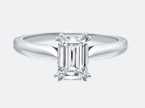 Hochzeit - Classic Emerald Cut Moissanite Diamond Single Stone Setting 9K,14K,18K White Gold Certified Ring For Women With A Certificate
