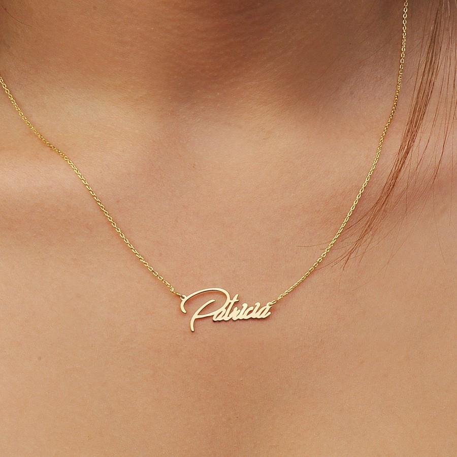 Wedding - 14K Solid Gold Personalized Name Necklace / Custom Name Necklace / Baby Name Necklace/ Bridesmaids Gift / Initial Necklace/Letter Necklace