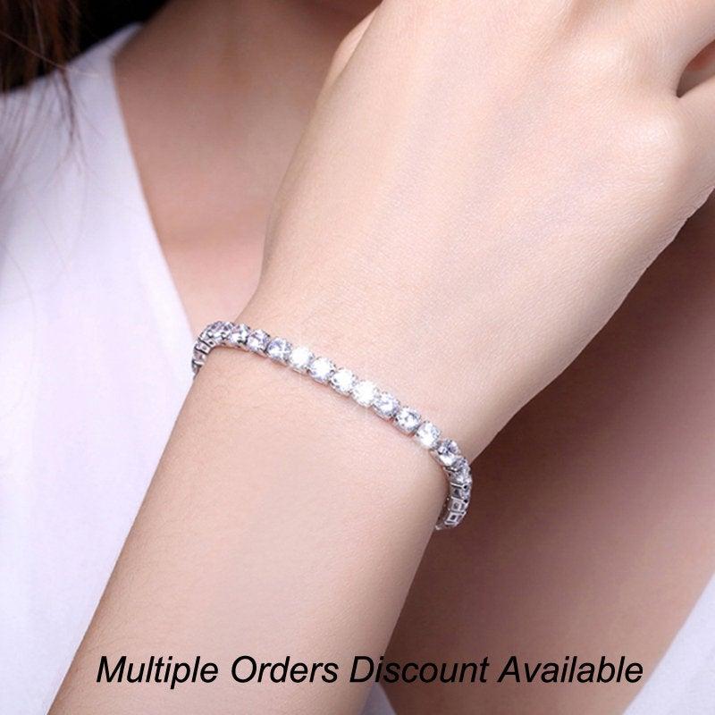 زفاف - Cubic Zirconia Tennis Bracelet, Bridal CZ Link Bracelet, AAA High Quality Crystal Jewelry, Diamond Color bracelet , Bridemaids Gift