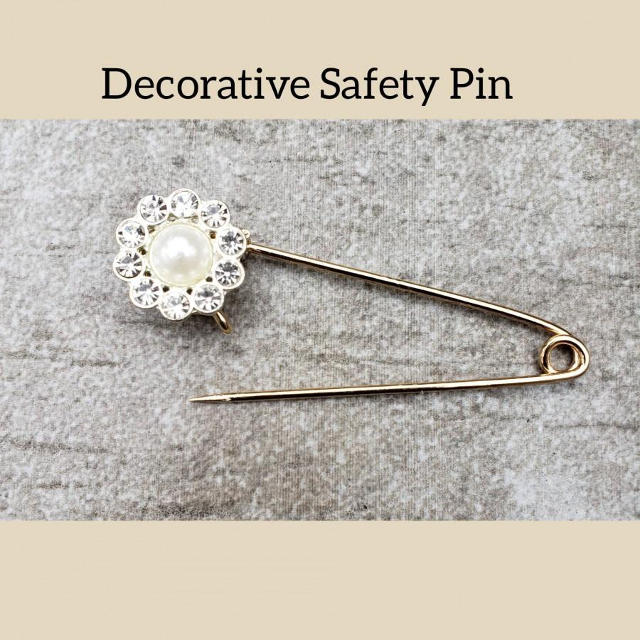 Wedding - Vintage Decorative Safety Pin,Granny Pin,Bride Pin,Shawl/Scarf Pin,Laundry Pin,Kilt Pin,Hijab Pin, Brooch Pin,Safety Pin Jewelry,Safety Pin