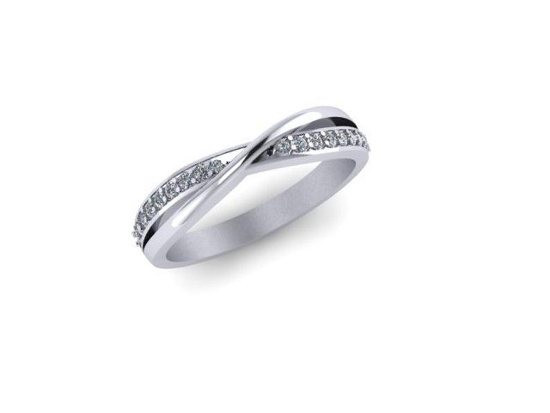 زفاف - Womens wedding band, wedding ring in solid 14k gold, infinity band, twist ring with natural diamonds