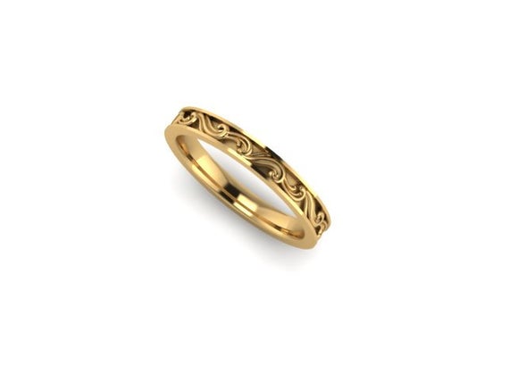 Mariage - Womens wedding band 14k gold solid
