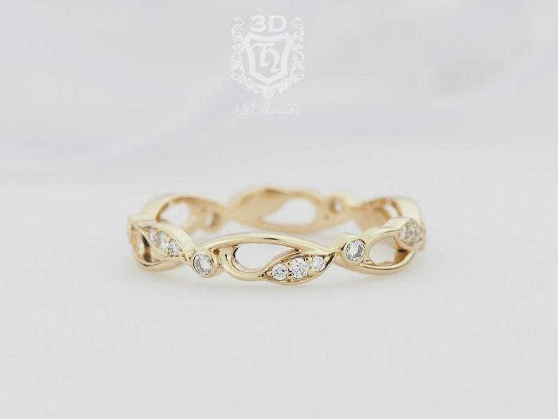 زفاف - Womens wedding band, Eternity band with natural diamonds made with your choice of solid 14k yellow, white, or rose gold
